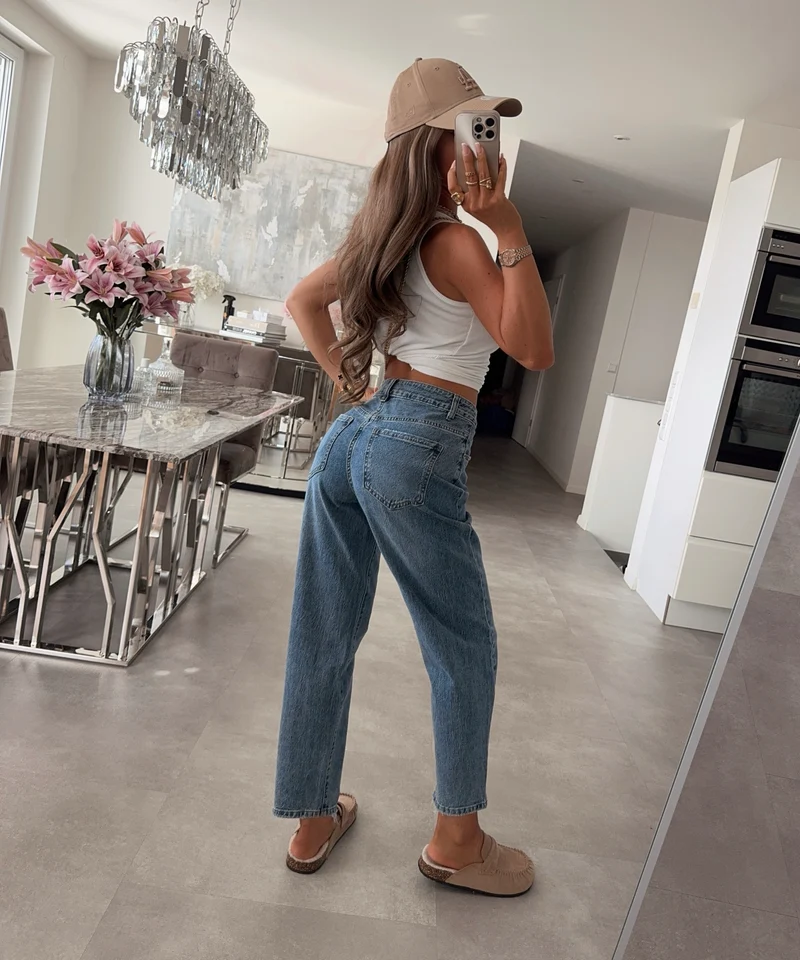 Stretch Mom Jeans Xaya Blau