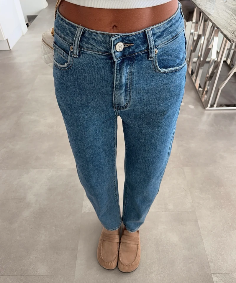 Stretch Mom Jeans Xaya Dunkelblau