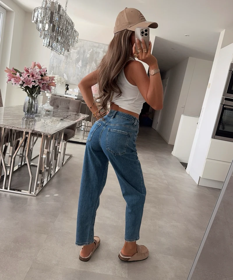 Stretch Mom Jeans Xaya Dunkelblau