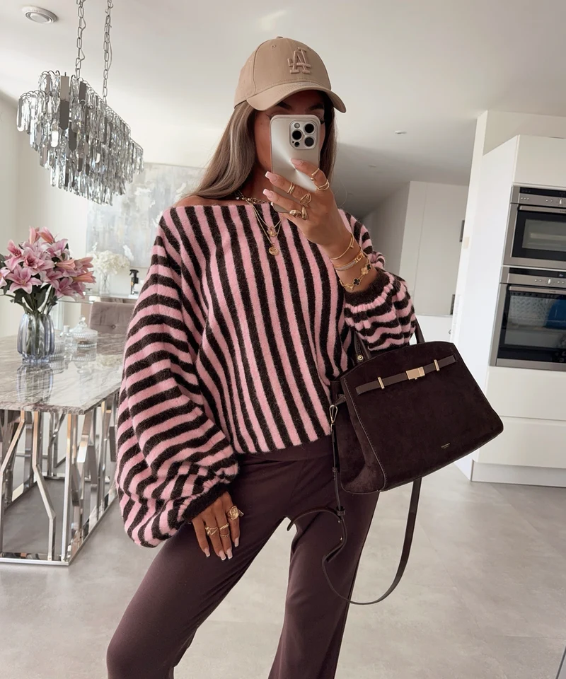 Gestreifter Pullover Lova Rosa Braun