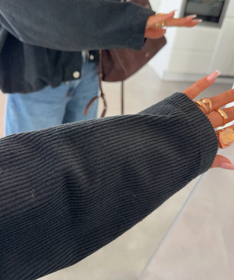 Cord Jacke Amber Schwarz