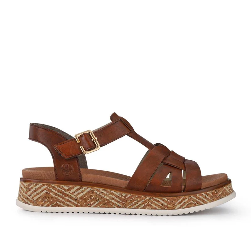 Leather Buckle-Up Sandals - RKR41540 / 327 289 - Tan