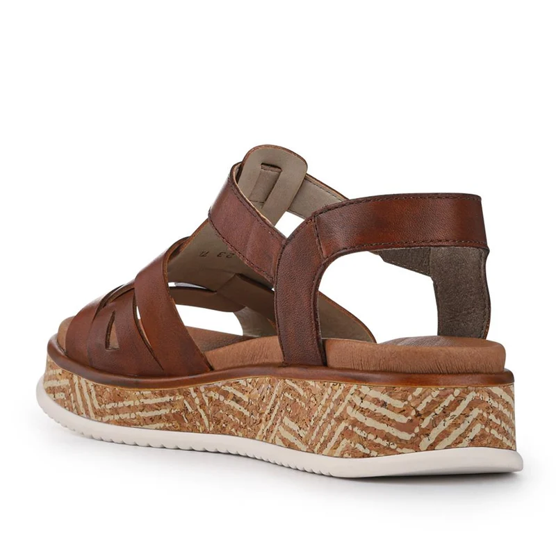 Leather Buckle-Up Sandals - RKR41540 / 327 289 - Tan