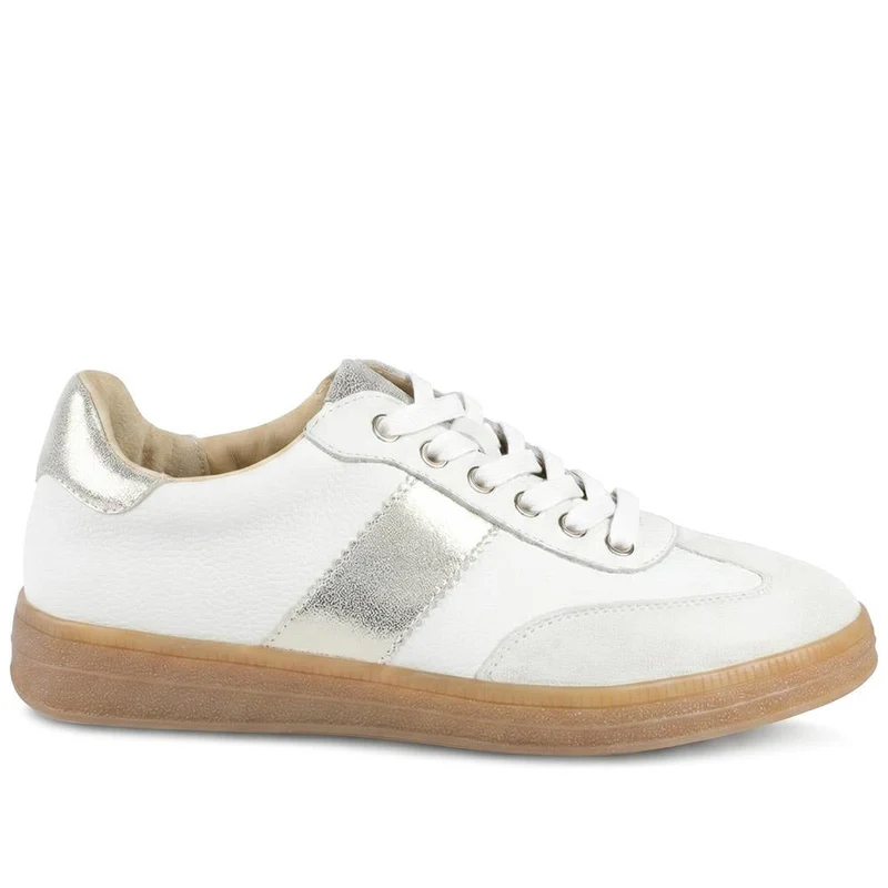 Belloza Leather Lace Up Trainers - BELLOZA / 329 272 - White-Gold
