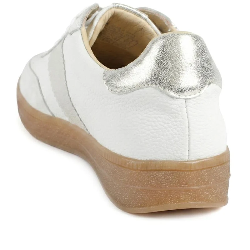Belloza Leather Lace Up Trainers - BELLOZA / 329 272 - White-Gold