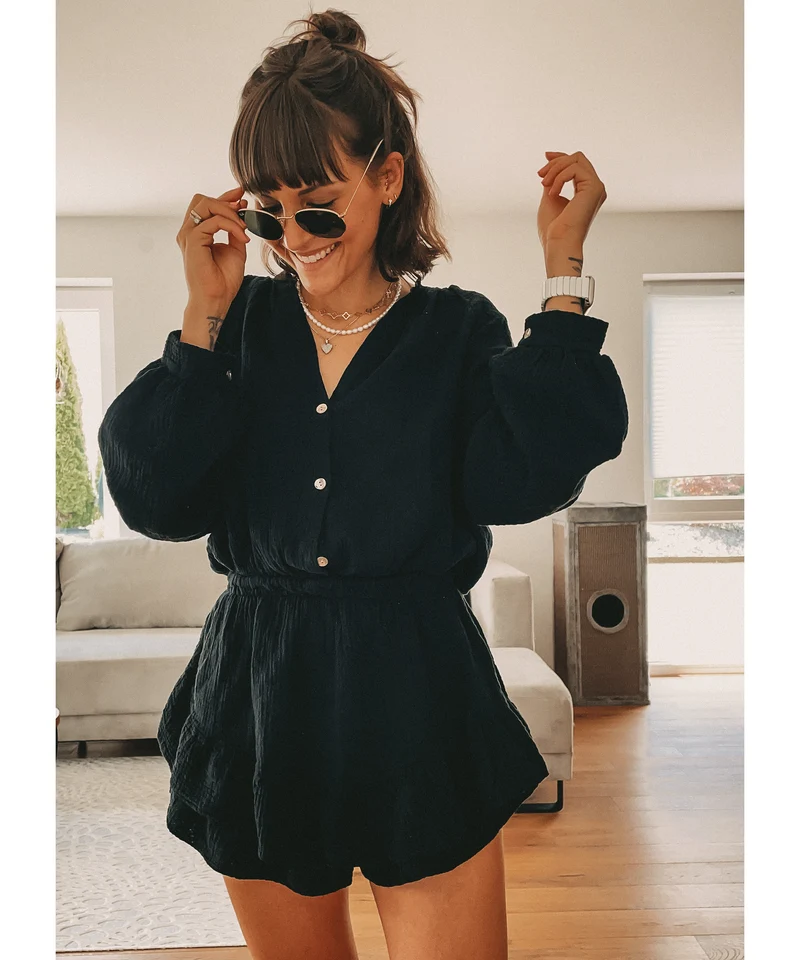 Musselin Jumpsuit Juana Schwarz