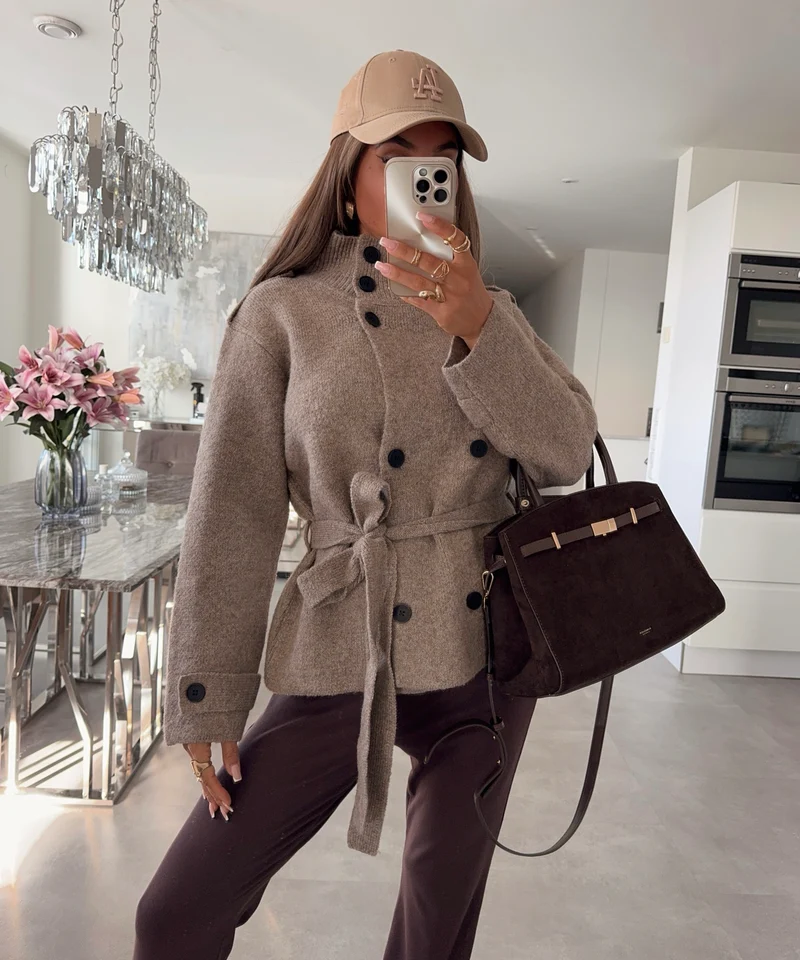 Strick Jacke Ilyria Taupe