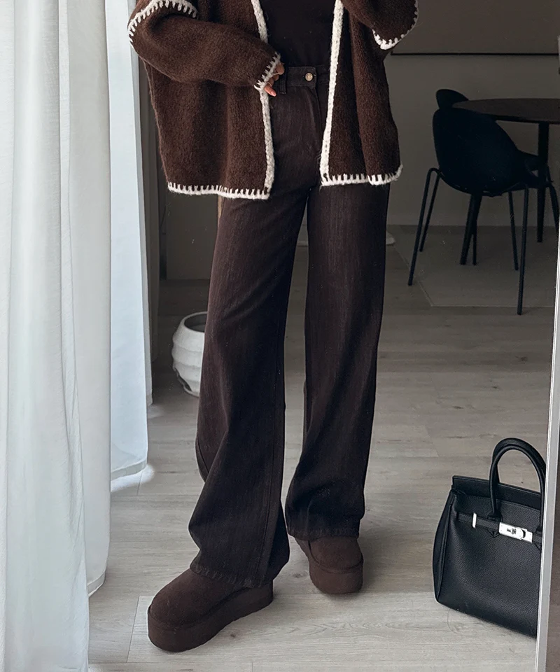 Stretch Wide Leg Jeans Fina Braun