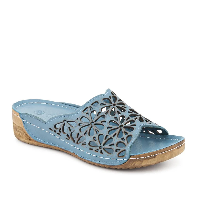 Breathable Cushioned Leather Mules - FLMI41000 / 327 607 - Denim