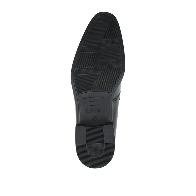 Wide Fit Leather Heeled Loafers - PRFEM42007 / 328 301 - Black