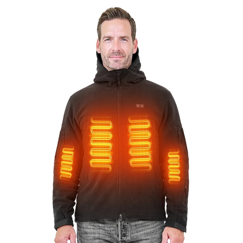 ANTARCTICA GEAR Fleece Heating Jacket, Fit Zip Hood Winter Jacket For Men