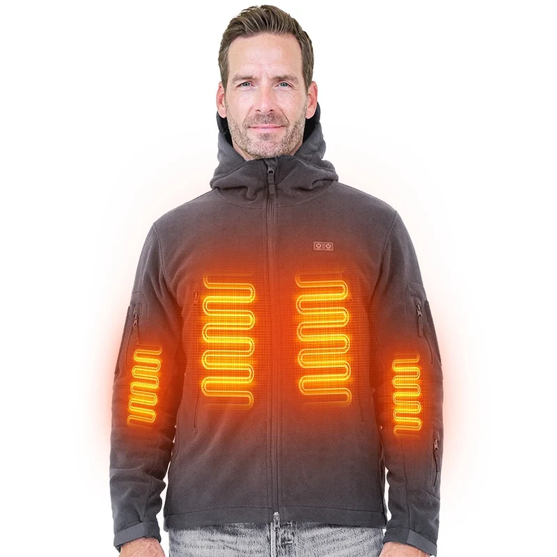 ANTARCTICA GEAR Fleece Heating Jacket, Fit Zip Hood Winter Jacket For Men