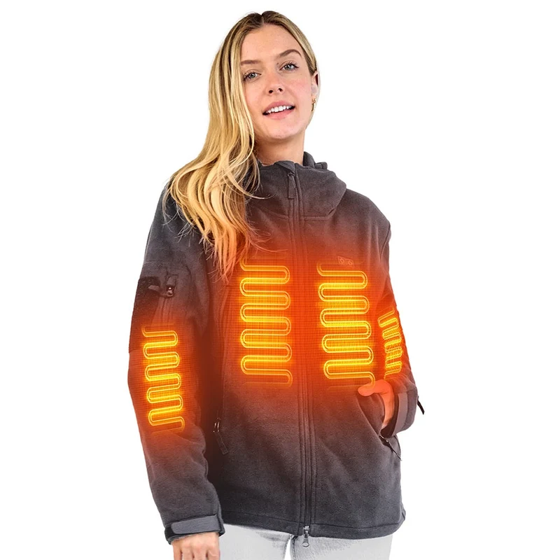 ANTARCTICA GEAR Fleece Heating Jacket, Fit Zip Hood Winter Jacket For Men