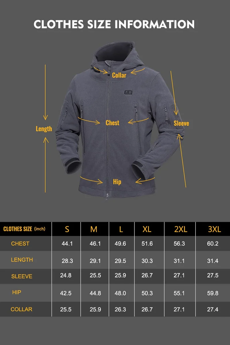 ANTARCTICA GEAR Fleece Heating Jacket, Fit Zip Hood Winter Jacket For Men