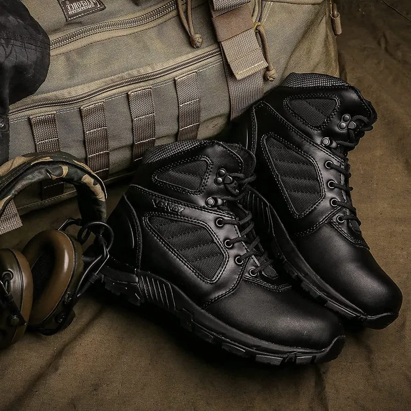 Lightweight Water Repellent Leather Combat Boots for Men