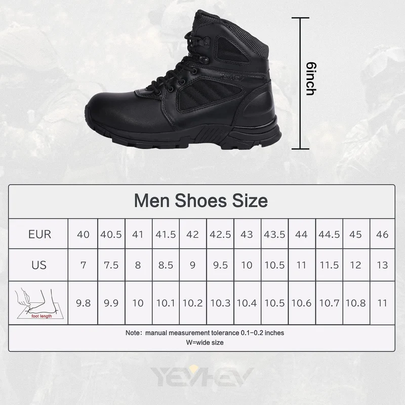 Lightweight Water Repellent Leather Combat Boots for Men