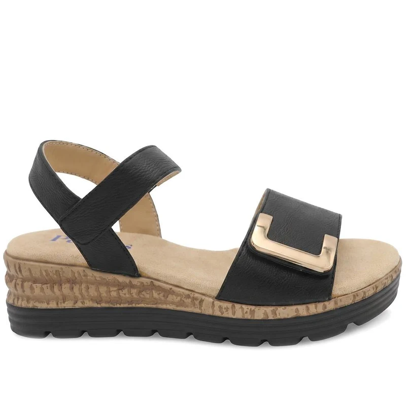 Wedge Heel Memory Foam Sandals - WBINS43016 / 329 031 - Black