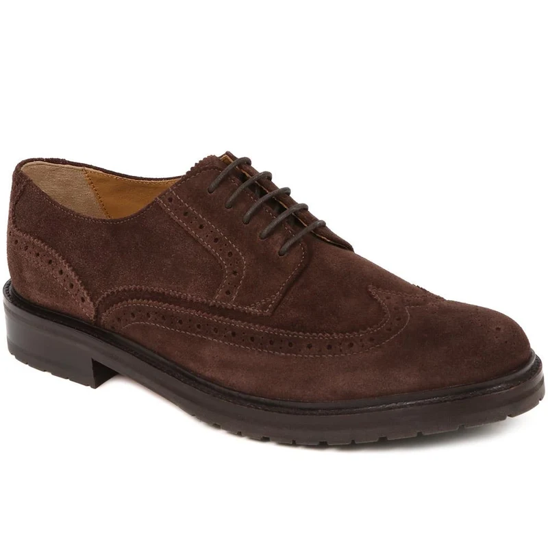 Kingsbay Men's Leather Brogues - KINGSBAY / 320 142 - Brown Suede