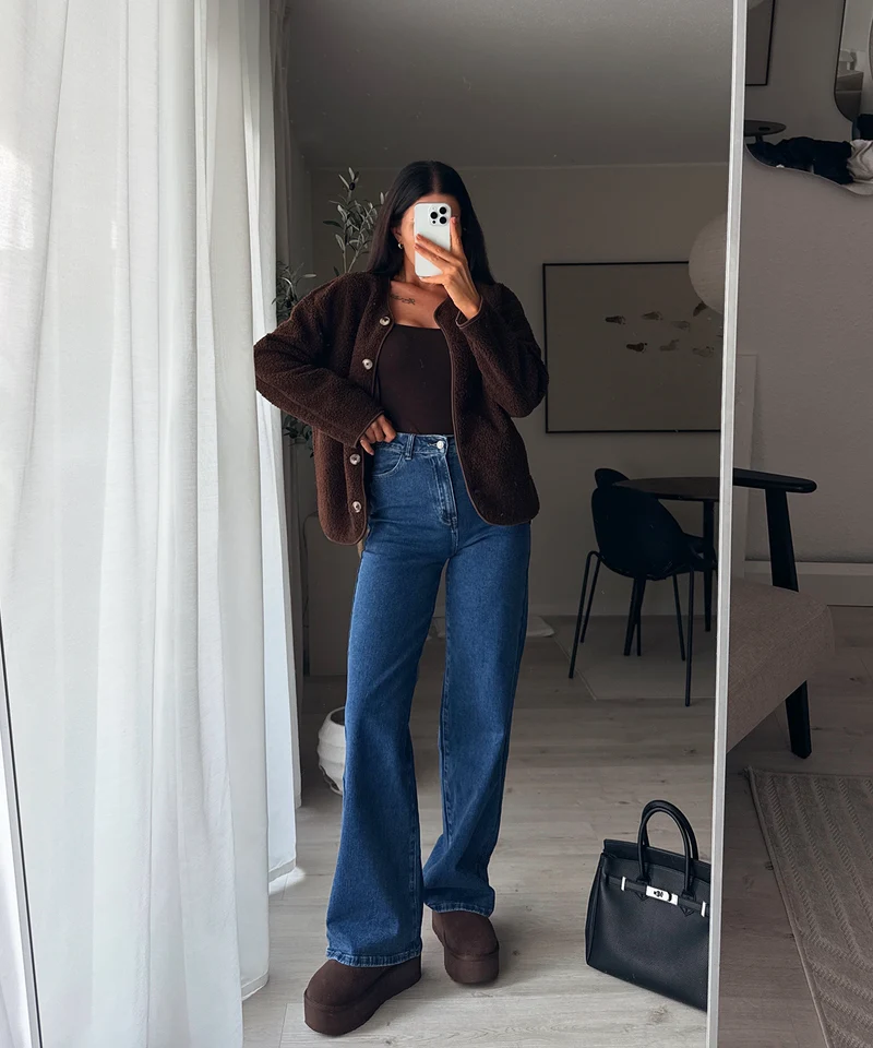 Stretch Wide Leg Jeans Lenna Blau