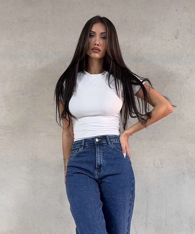Stretch Wide Leg Jeans Lenna Blau