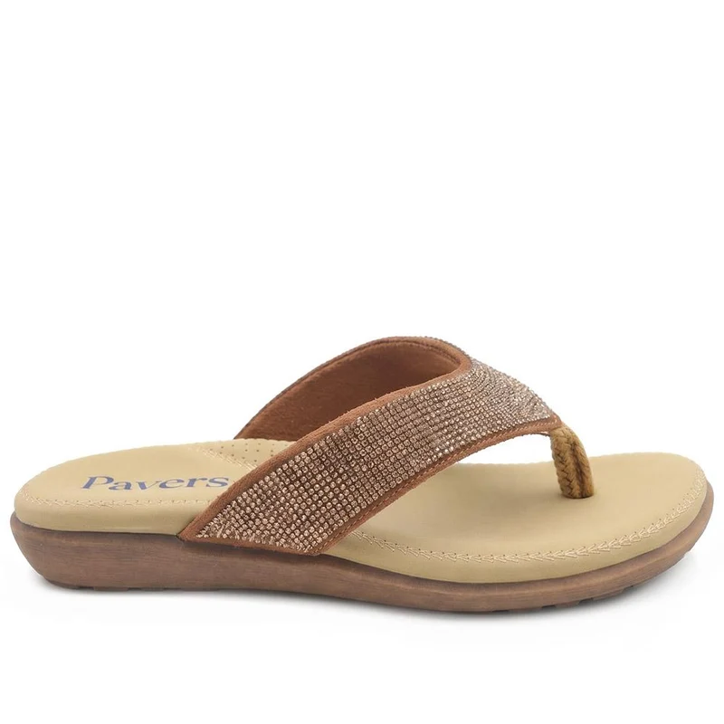 Embellished Toe Post Sandals - BAIZH39079 / 325 558 - Bronze