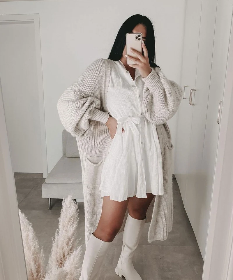 Cardigan Leilani lang Beige