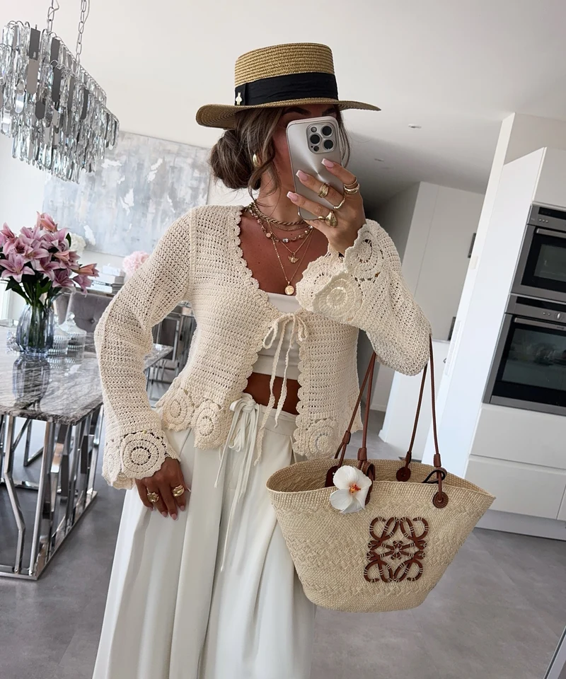 Häkel Jäckchen Valesa Beige