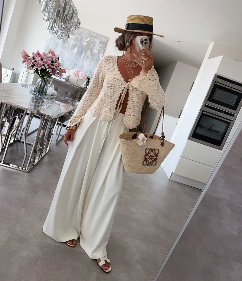 Häkel Jäckchen Valesa Beige