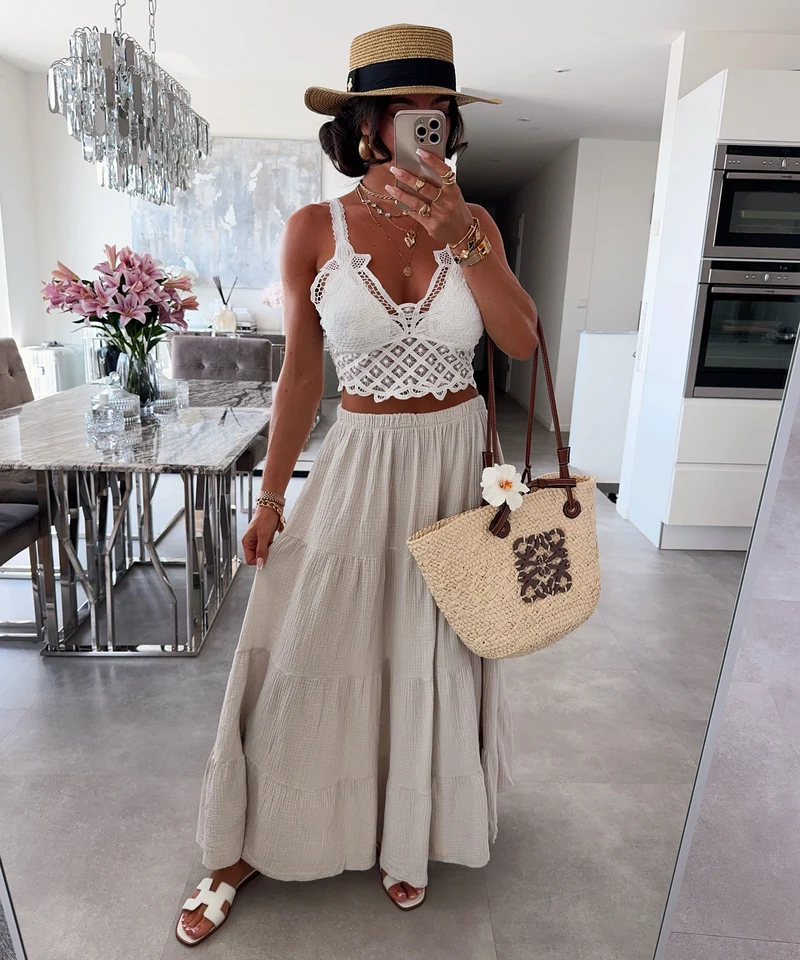 Maxi Musselin Rock Sira Beige