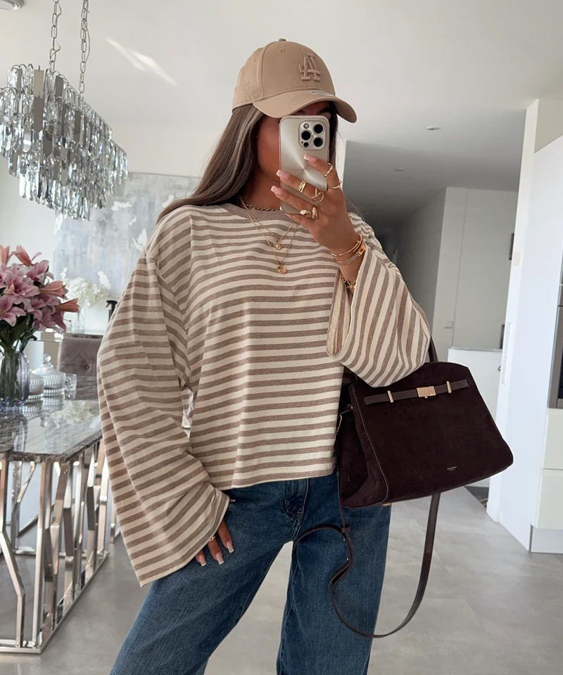 Streifen Pullover Tailou Beige