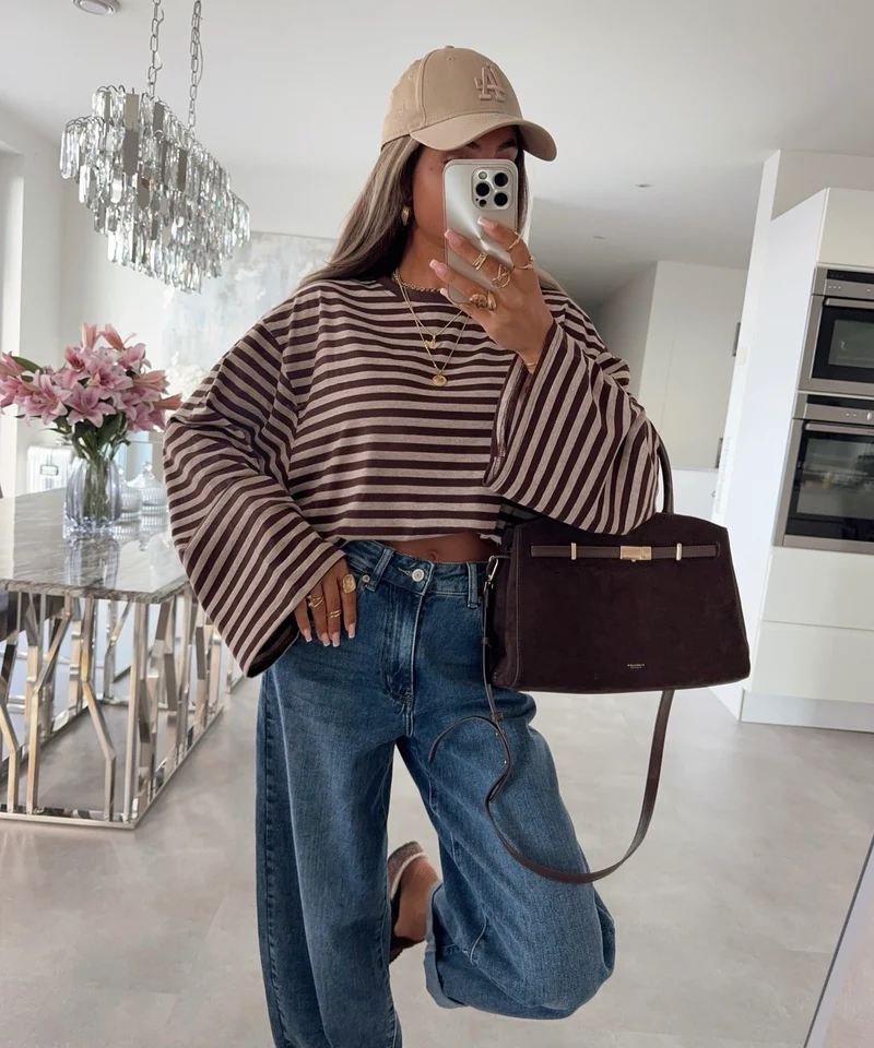 Streifen Pullover Tailou Braun