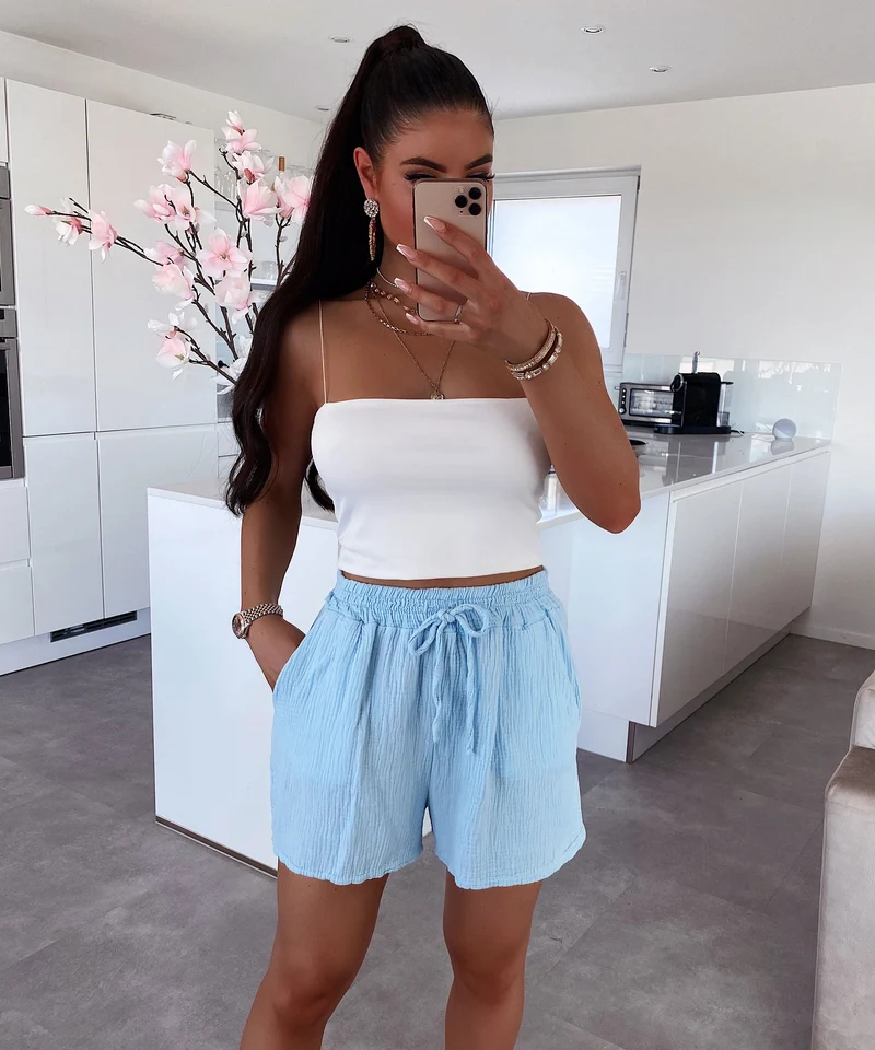 Musselin Shorts Hellblau