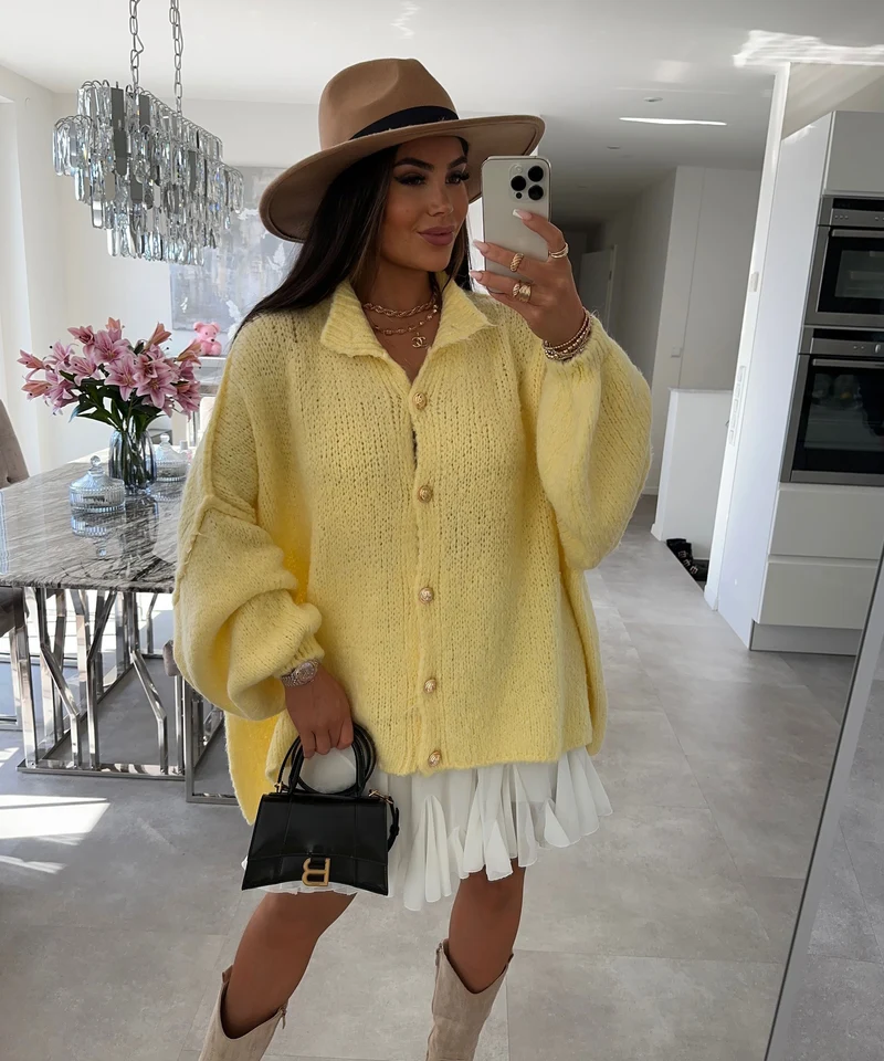 Oversize Strickjacke Jalsien Gelb