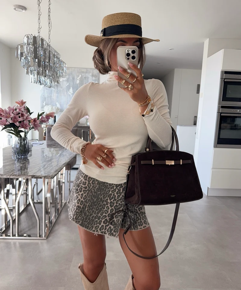 Viskose Rollkragen Pullover Elya Beige