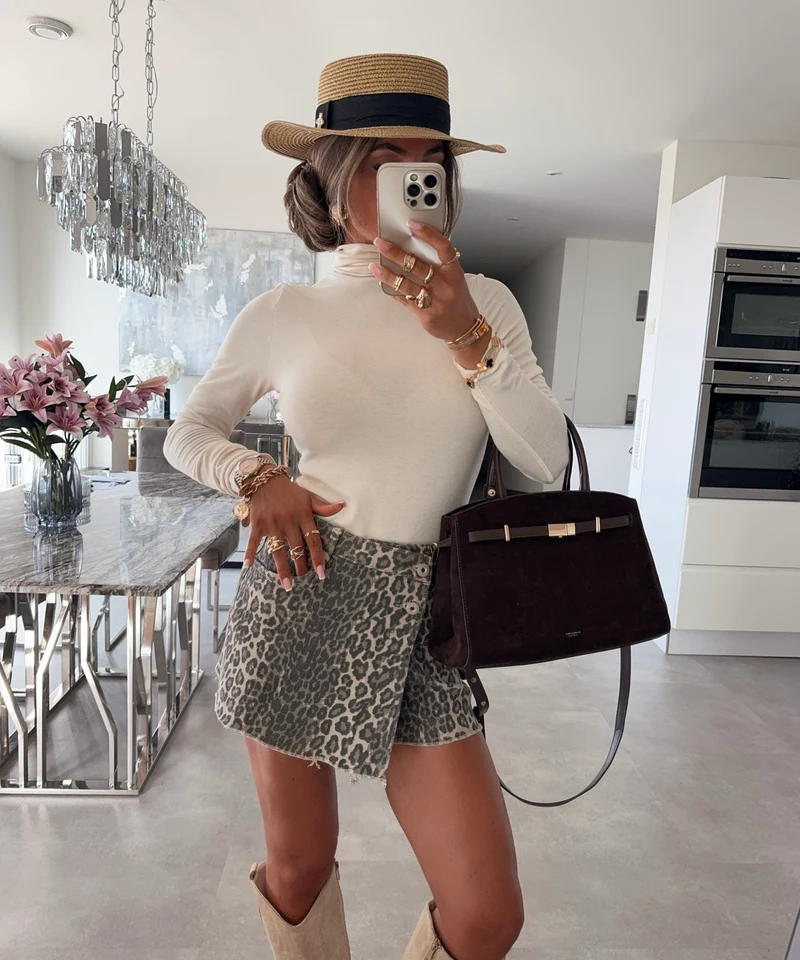 Viskose Rollkragen Pullover Elya Beige