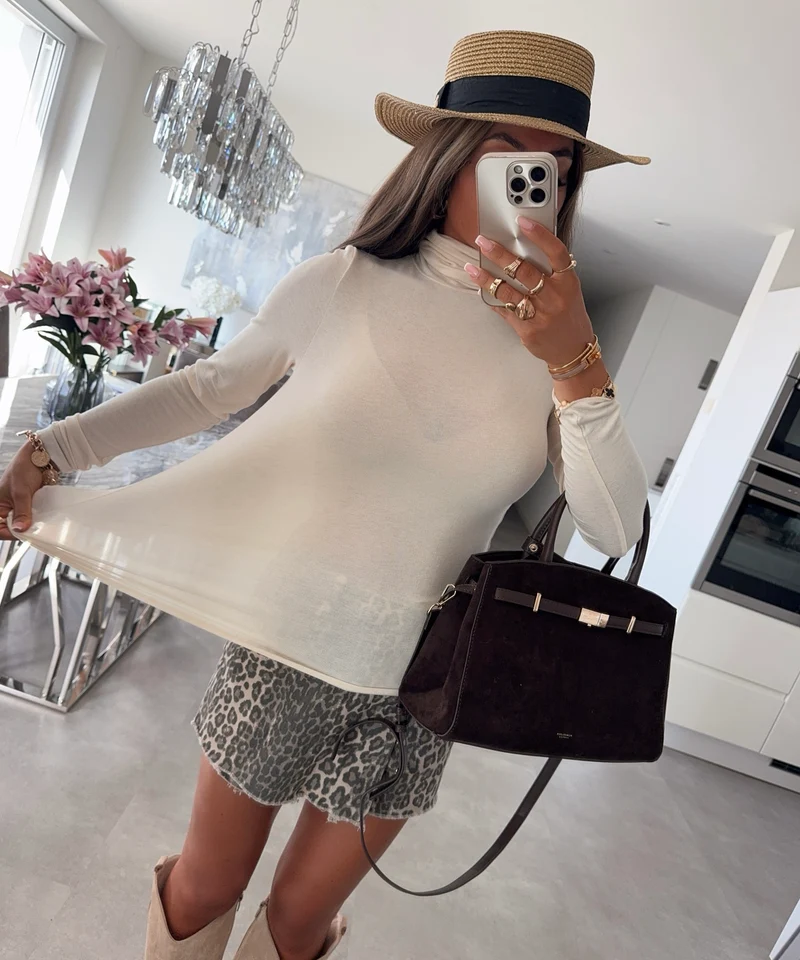 Viskose Rollkragen Pullover Elya Beige