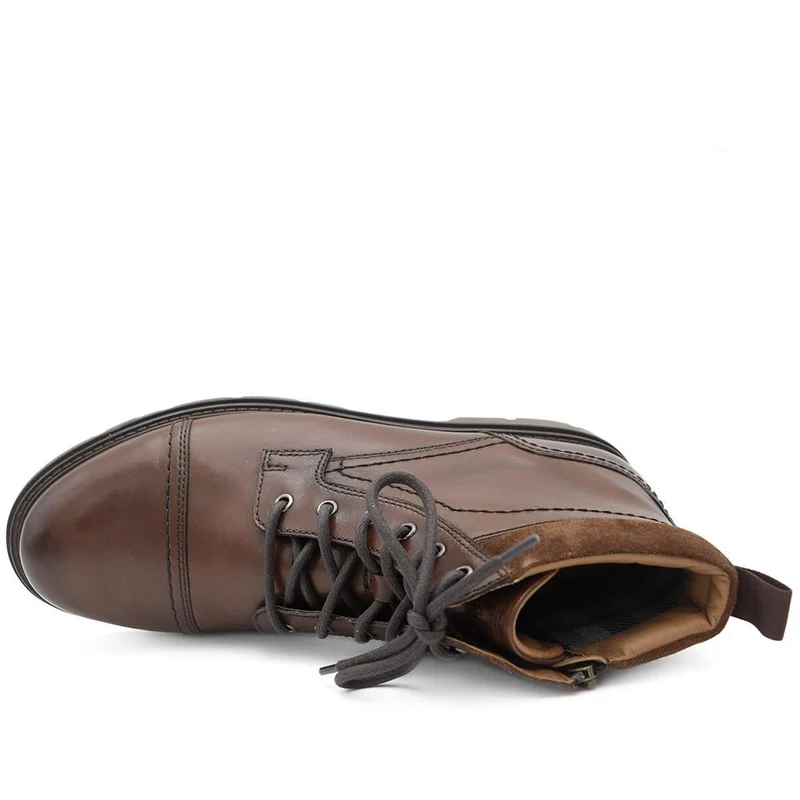 Wide Fit Leather Lace Up Boots - FBFOO44000 / 329 736 - Brown