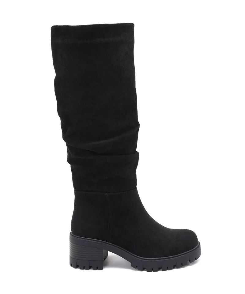 Wildleder Stiefel Fawn Schwarz