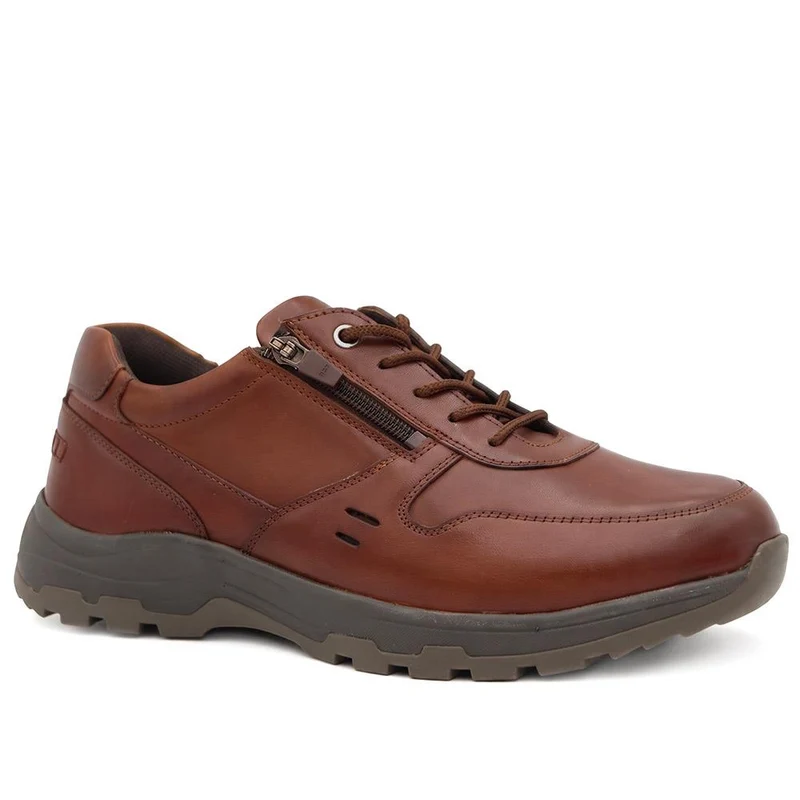 EasyFit Extra Wide Leather Lace Up Trainers - BENJAMIN / 330 157