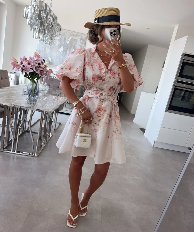 Baumwoll-Leinen-Kleid Serena Peach