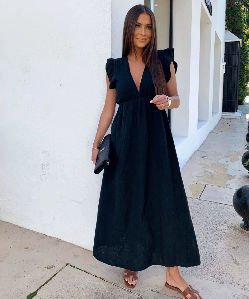 Musselin Kleid Geli Schwarz