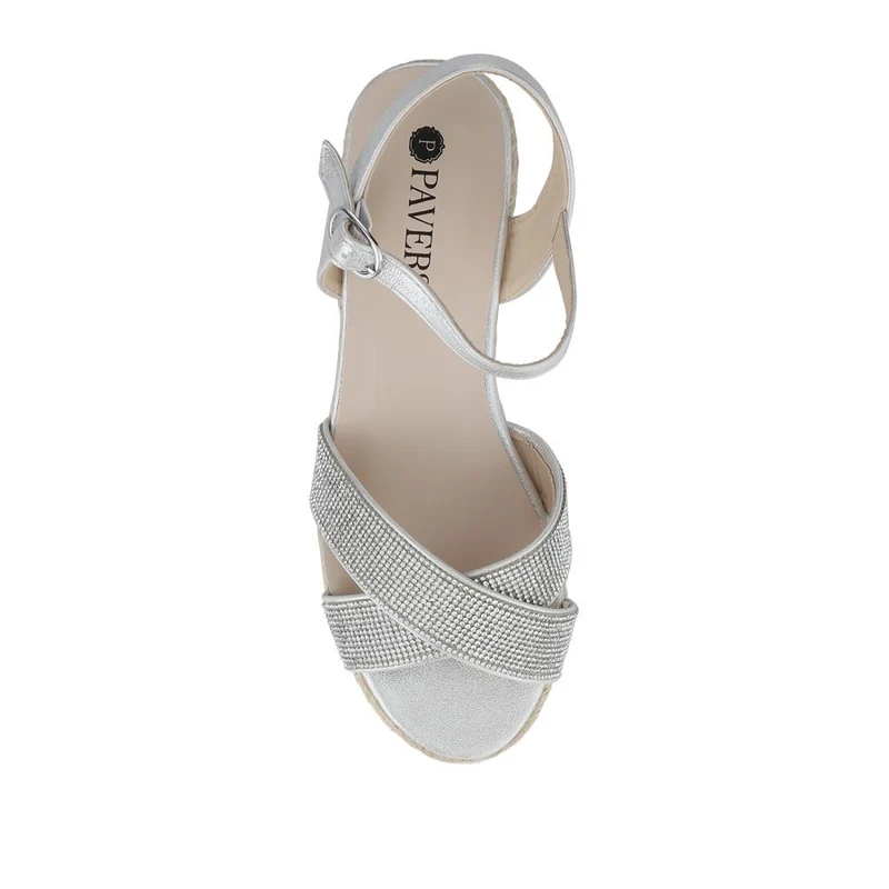 Tall Wedge-Heeled Espadrilles - WBINS41041 / 327 222 - Silver