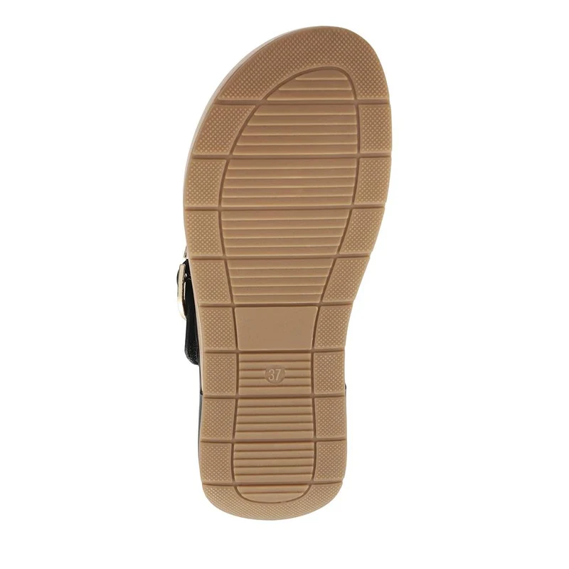 Touch Fasten Buckled Toe Post Sandals - BAIZH41063 / 327 617 - Black