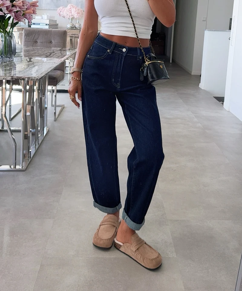 Stretch Mom Jeans Peppi Dunkelblau