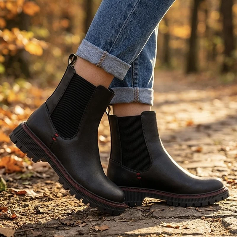 Bellissimo Chunky Slip On Chelsea Boots - BELWOIL44008 / 330 083 - Black