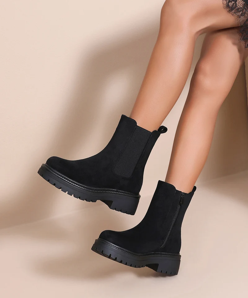 Wildleder Chelsea Boots Lania Schwarz