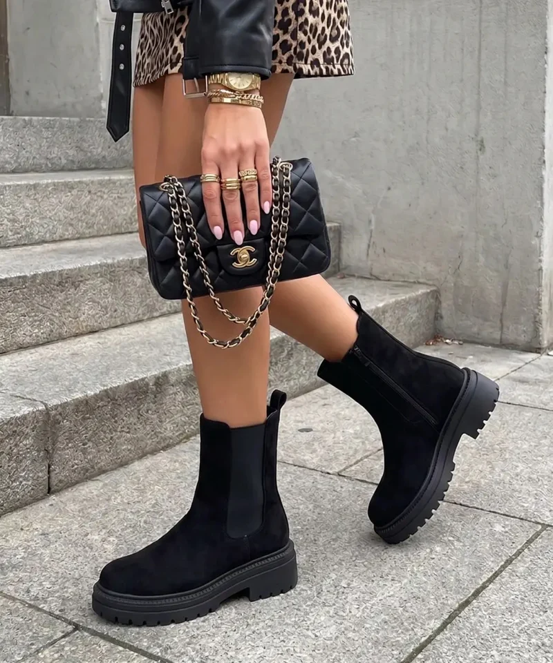 Wildleder Chelsea Boots Lania Schwarz