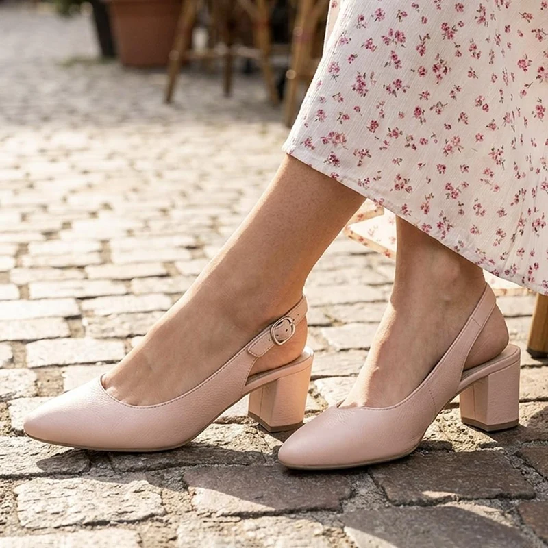 Gabor Buckle Fasten Heeled Court Shoes - GABC43512 / 330 410 - Pink