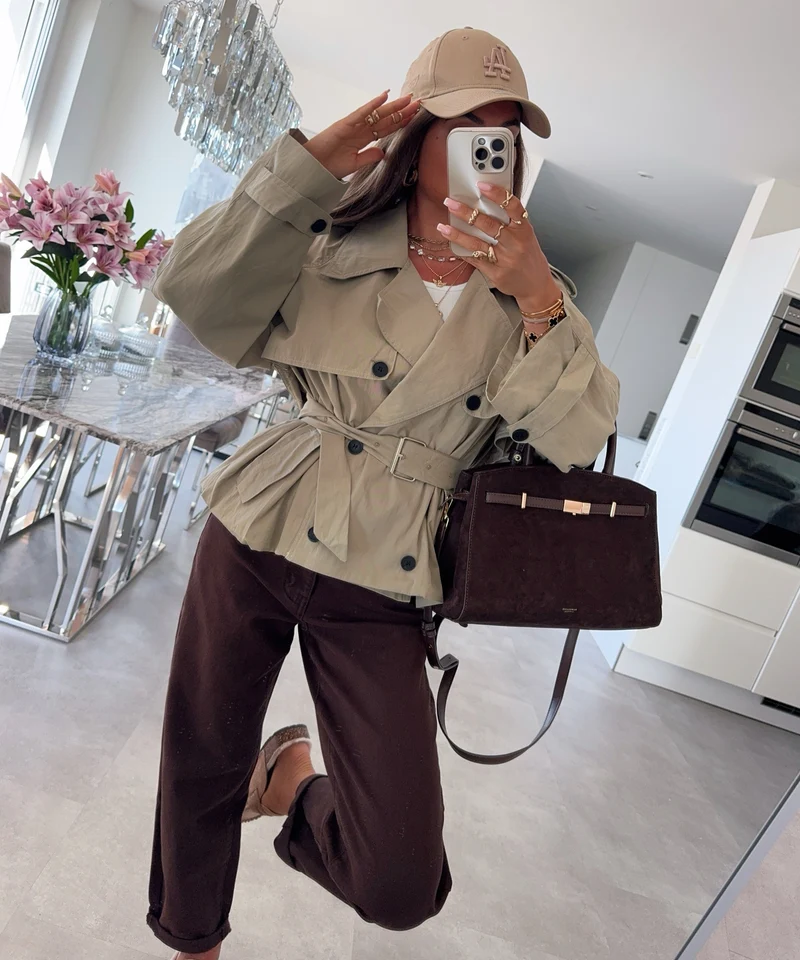 Kurze Trenchcoat Jacke Winnie Khaki