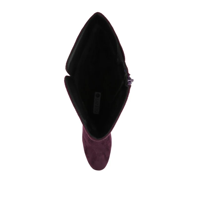 Smart Block Heel Long Boots With Inside Zip - WBINS42076 / 327 972 - Purple